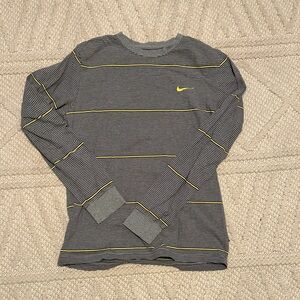Nike Gray and Yellow Striped Long Sleeve Tee